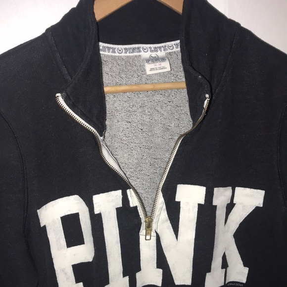 Pink Victoria'S Secret Half-Zip Sweater Black - Picture 3 of 3